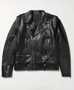 Black Biker Notch Collar Leather Jacket | Trendy Leather Jackets
