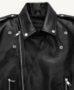 Black Biker Notch Collar Leather Jacket | Trendy Leather Jackets