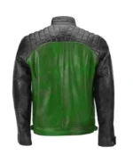 Black & Green Men Biker Leather Jacket | Trendy Leather Jackets