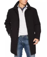 Black Single Breasted Mens Wool Coat | Trendy Leather Jackets