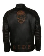 Black Skull Embossed Ride Biker Jacket | Trendy Leather Jackets