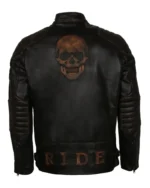 Black Skull Embossed Ride Biker Jacket | Trendy Leather Jackets