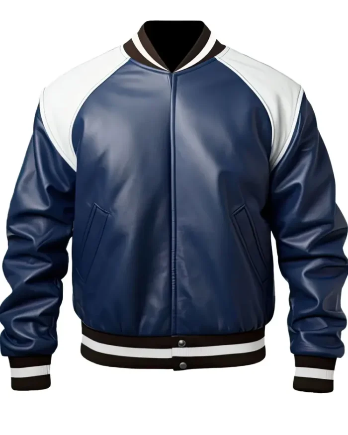 Blue White Men’s Genuine Sheepskin | Trendy Leather Jackets