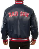 Boston Red Sox Bomber Navy Blue Leather Jacket | Trendy Leather Jackets