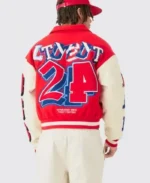 Boxy BM Badge Red Varsity Jacket | Trendy Leather Jackets