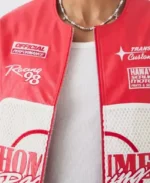 Boxy Homme Crochet Red PU Moto Jacket | Trendy Leather Jackets