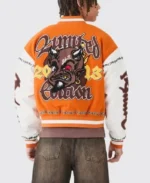 Boxy Limited Badge Orange Varsity Jacket | Trendy Leather Jackets