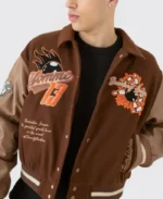 Boxy Melton Chocolate Varsity Jacket | Trendy Leather Jackets