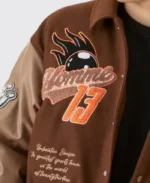 Boxy Melton Chocolate Varsity Jacket | Trendy Leather Jackets
