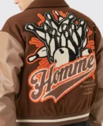 Boxy Melton Chocolate Varsity Jacket | Trendy Leather Jackets
