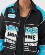 Boxy Moto Oversized Panelled Bomber Jacket | Trendy Leather Jackets