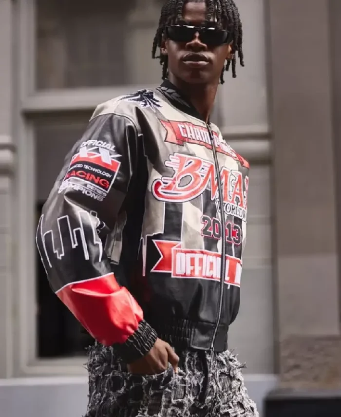 Boxy Official Man PU Black Varsity Jacket | Trendy Leather Jackets