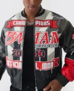 Boxy Official Man PU Black Varsity Jacket | Trendy Leather Jackets