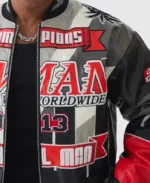 Boxy Official Man PU Black Varsity Jacket | Trendy Leather Jackets
