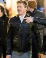 Brad Pitt Wolfs 2024 Movie Black Leather Jacket | Trendy Leather Jackets