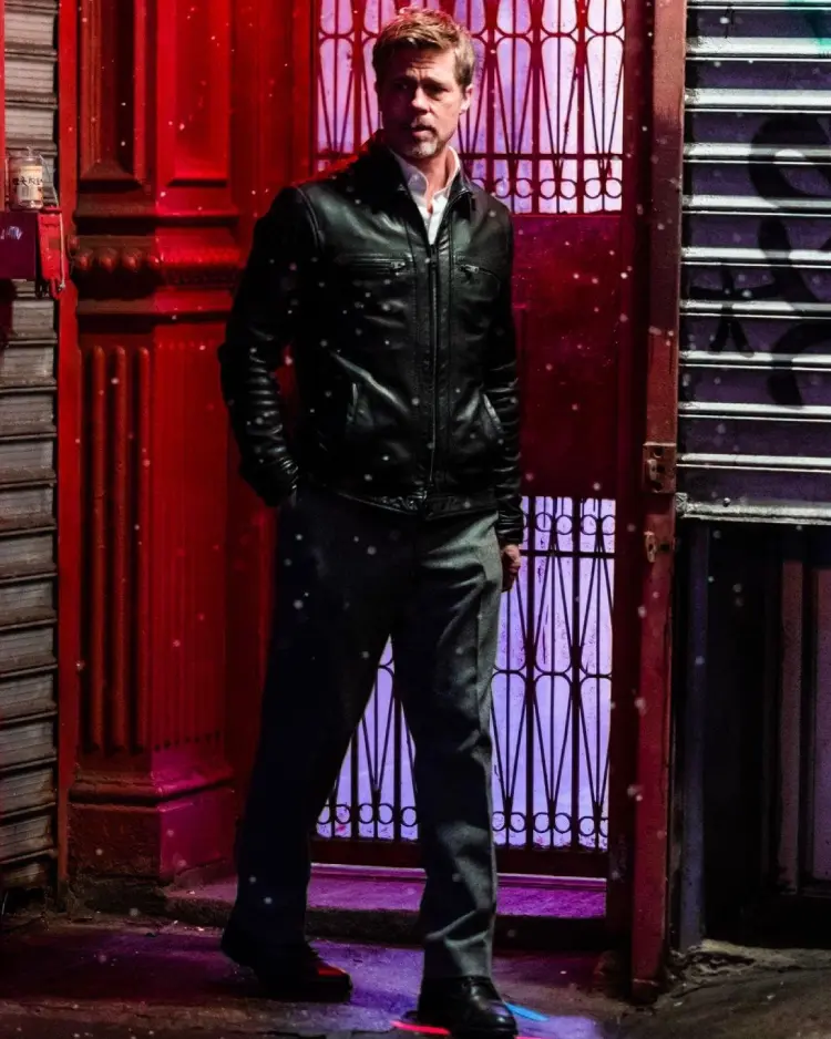 Brad Pitt Wolfs 2024 Movie Black Leather Jacket | Trendy Leather Jackets