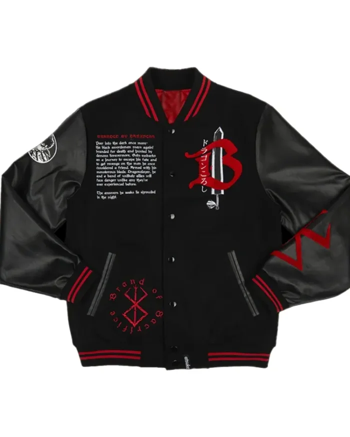 Brand Of Sacrifice Black Varsity Jacket | Trendy Leather Jackets