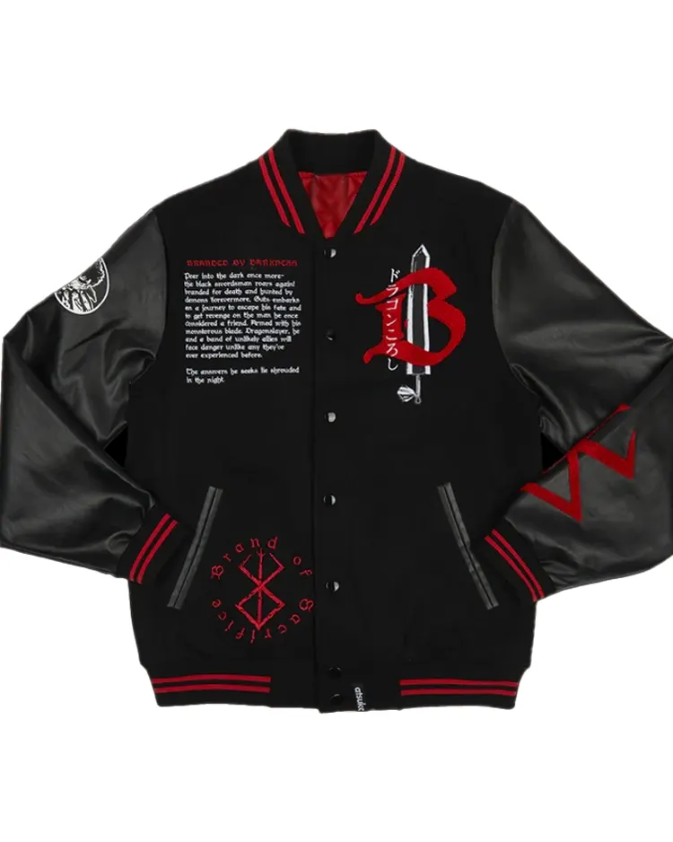 Brand Of Sacrifice Black Varsity Jacket | Trendy Leather Jackets