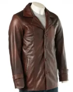 Brown Cow Hide Reefer Style Jacket | Trendy Leather Jackets