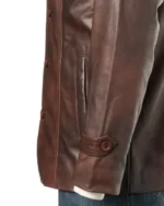 Brown Cow Hide Reefer Style Jacket | Trendy Leather Jackets