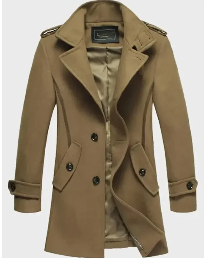 Brown Mid-Length Wool Coat | Trendy Leather Jackets