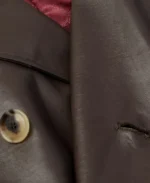 Brunello Cucinelli Double Breasted Shearling Trimmed Leather Trench Coat | Trendy Leather Jackets