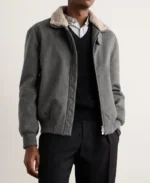 Brunello Cucinelli Shearling Trimmed Padded Bomber Jacket | Trendy Leather Jackets