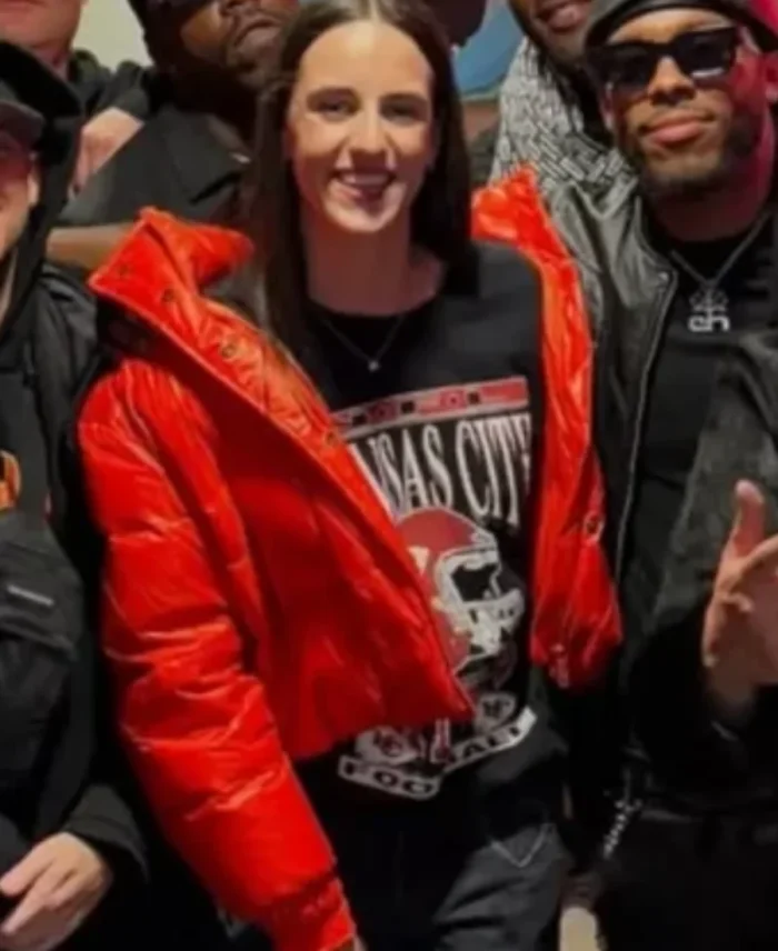 Caitlin Clark Red Puffer Jacket | Trendy Leather Jackets
