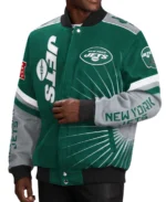 Carl Banks G-III Extreme Red Zone NY Jets Varsity Jacket | Trendy Leather Jackets
