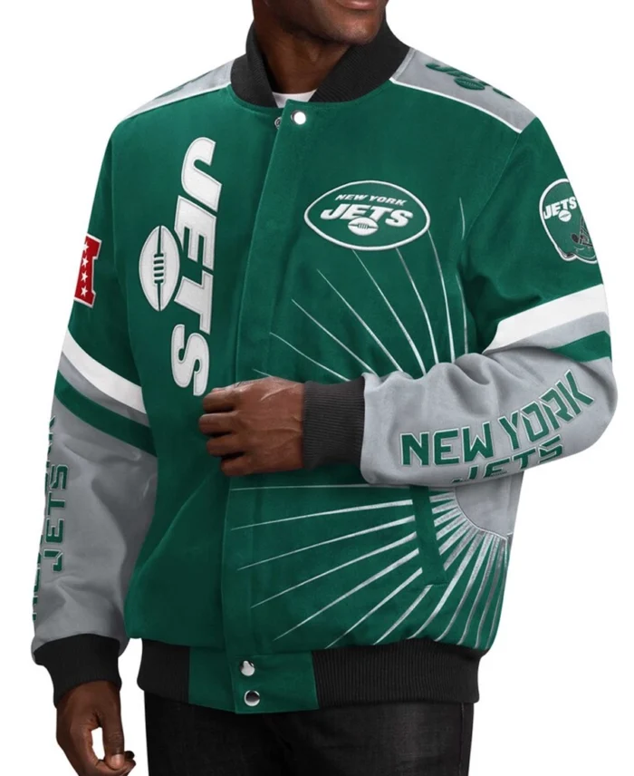 Carl Banks G-III Extreme Red Zone NY Jets Varsity Jacket | Trendy Leather Jackets