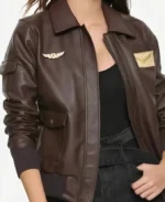 Carol Danvers Captain Marvel Flight Bomber Leather Jacket | Trendy Leather Jackets
