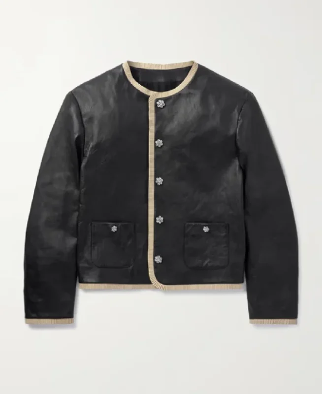 Celine Homme Crystal Embellished Leather Jacket | Trendy Leather Jackets