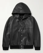 Celine Homme Hooded Printed Leather Blouson Jacket | Trendy Leather Jackets