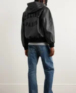 Celine Homme Hooded Printed Leather Blouson Jacket | Trendy Leather Jackets