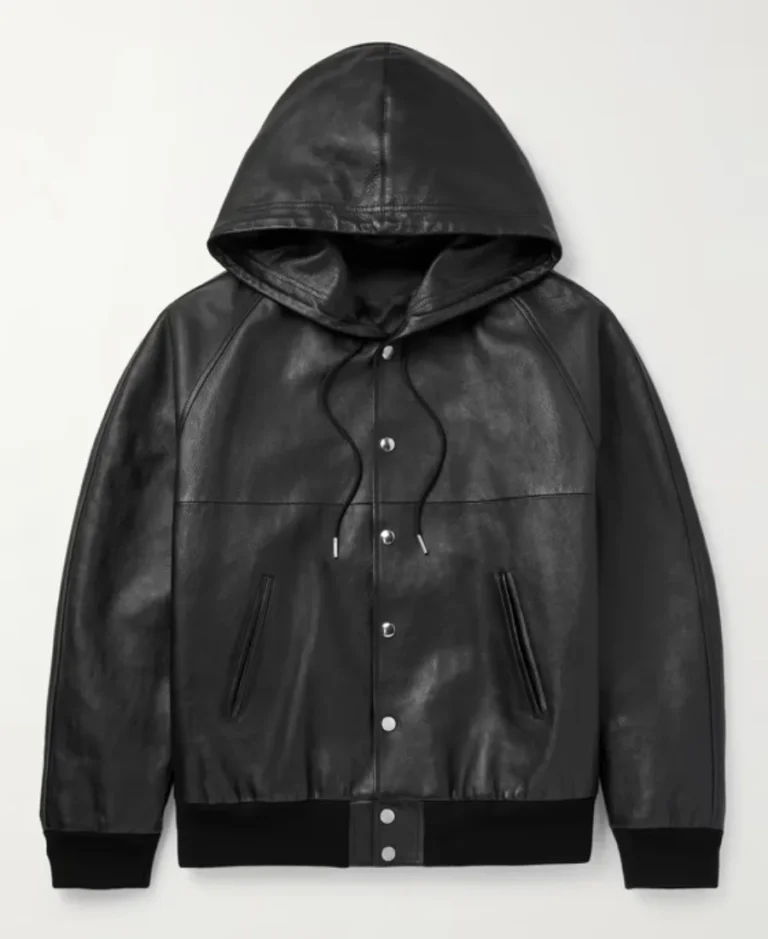 Celine Homme Hooded Printed Leather Blouson Jacket | Trendy Leather Jackets