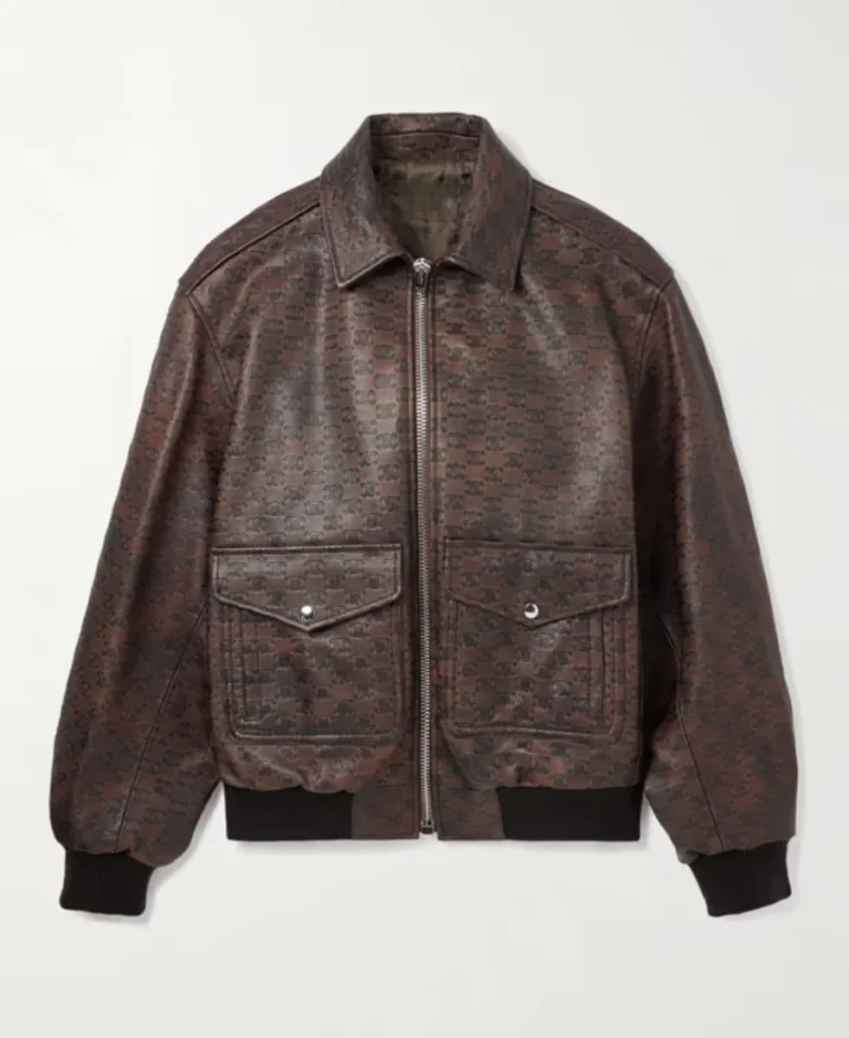 Celine Homme Logo Debossed Leather Jacket | Trendy Leather Jackets