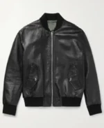 Celine Homme Logo Embossed Bomber Leather Jacket | Trendy Leather Jackets