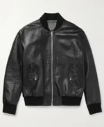 Celine Homme Logo Embossed Bomber Leather Jacket | Trendy Leather Jackets