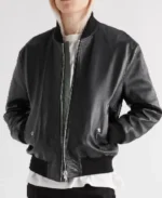 Celine Homme Logo Embossed Bomber Leather Jacket | Trendy Leather Jackets