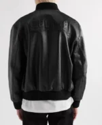 Celine Homme Logo Embossed Bomber Leather Jacket | Trendy Leather Jackets
