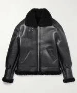 Celine Homme Shearling Lined Textured Bomber Leather Jacket | Trendy Leather Jackets