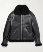 Celine Homme Shearling Lined Textured Bomber Leather Jacket | Trendy Leather Jackets