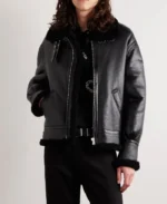 Celine Homme Shearling Lined Textured Bomber Leather Jacket | Trendy Leather Jackets