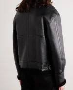Celine Homme Shearling Lined Textured Bomber Leather Jacket | Trendy Leather Jackets