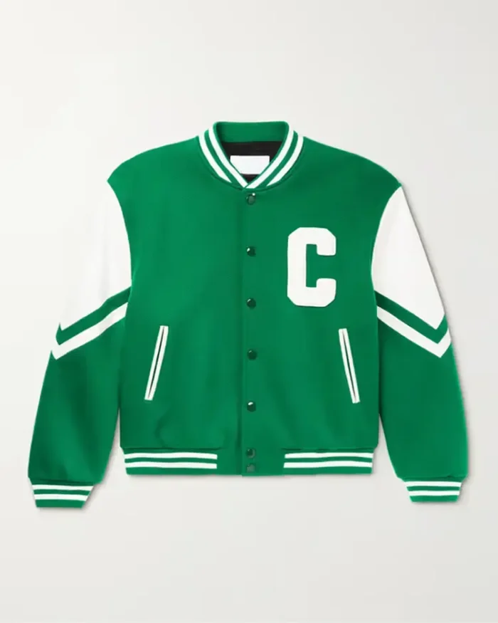 Celine Homme Wool Blend Varsity Jacket | Trendy Leather Jackets