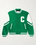 Celine Homme Wool Blend Varsity Jacket | Trendy Leather Jackets