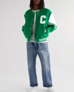 Celine Homme Wool Blend Varsity Jacket | Trendy Leather Jackets