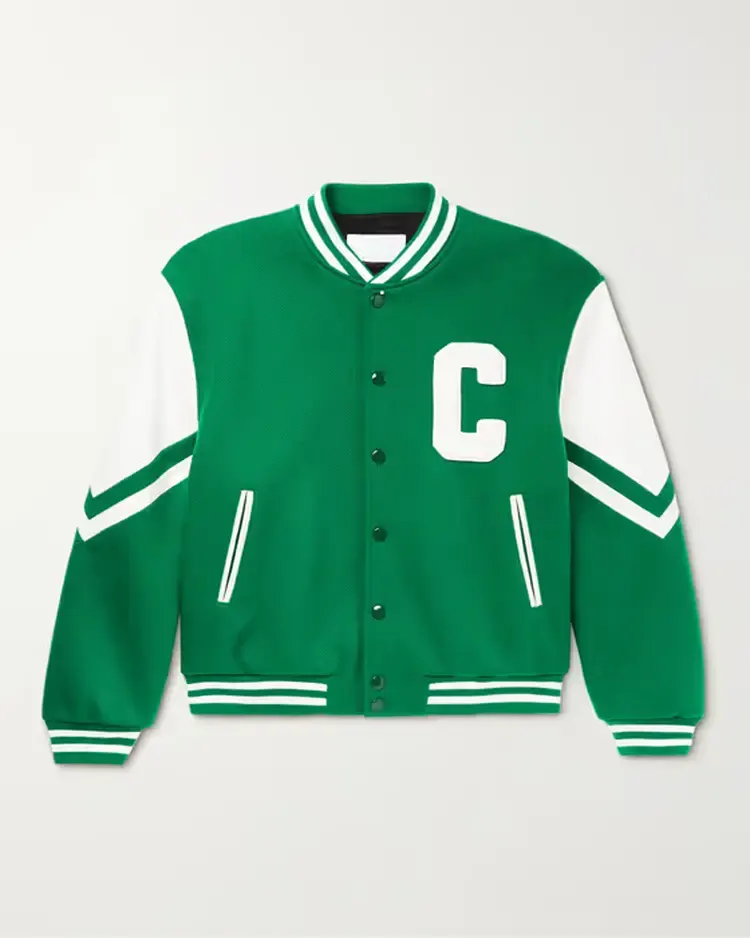 Celine Homme Wool Blend Varsity Jacket | Trendy Leather Jackets