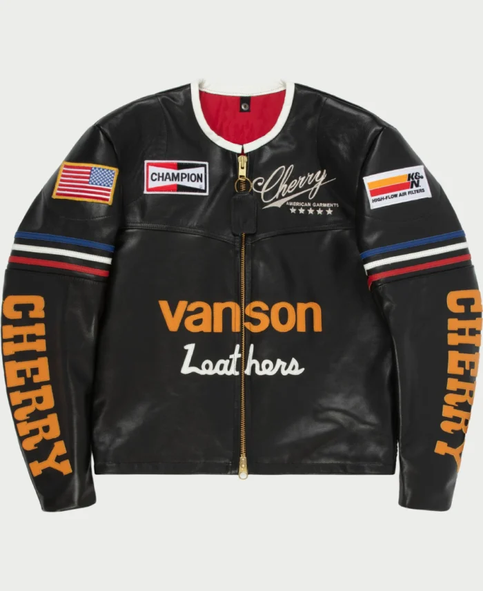 Cherry X Vanson Star Black Leather Biker Jacket | Trendy Leather Jackets