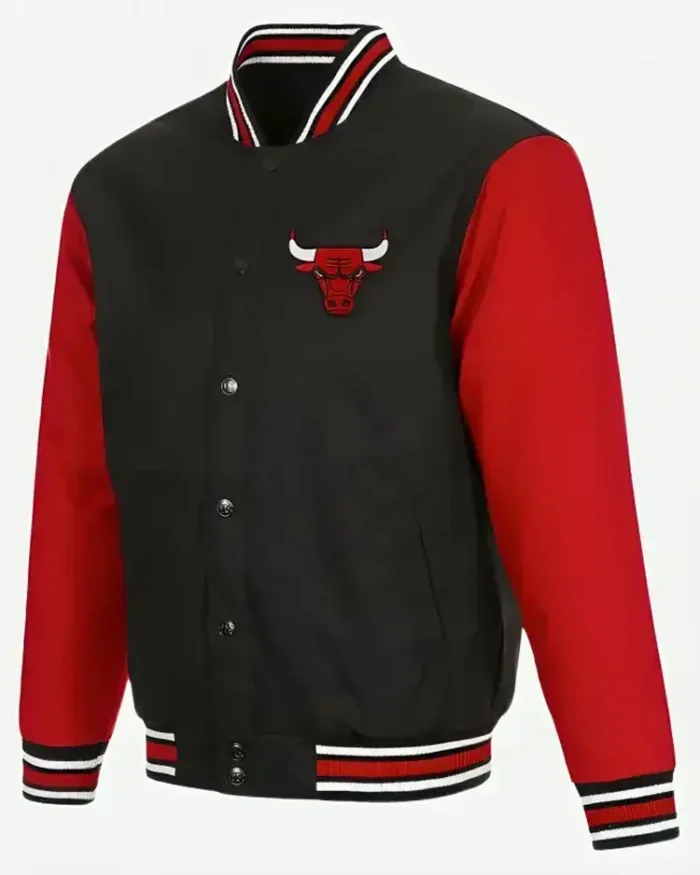 Chicago Bulls Red and Black Varsity Jacket | Trendy Leather Jackets